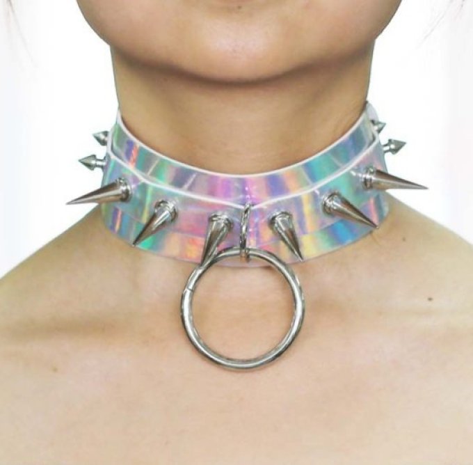 Collier à pointes Strobo Laser Argenté