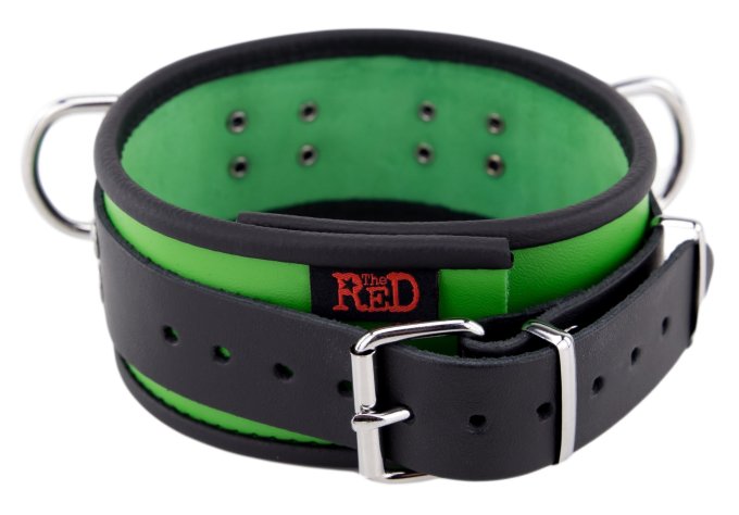 Collier en cuir 3 Anneaux D Vert-Noir
