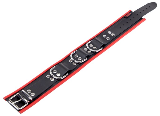 Collier en cuir avec 3 Anneaux D Rouge