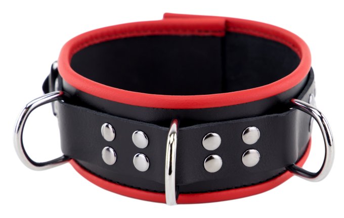 Collier en cuir avec 3 Anneaux D Rouge