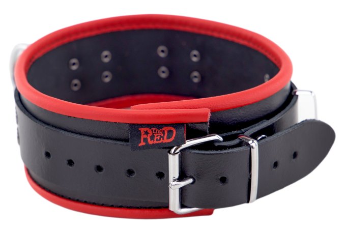 Collier en cuir avec 3 Anneaux D Rouge