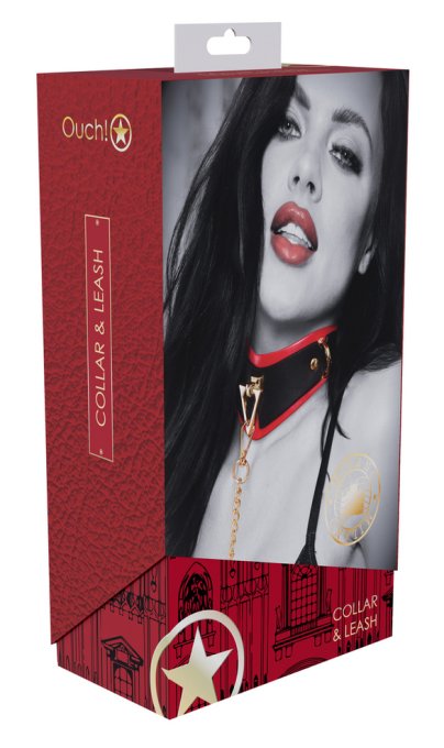 Collier-Laisse Milan Noir et Rouge