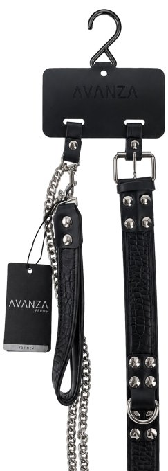 Collier-laisse Motif Croco Feros Noir