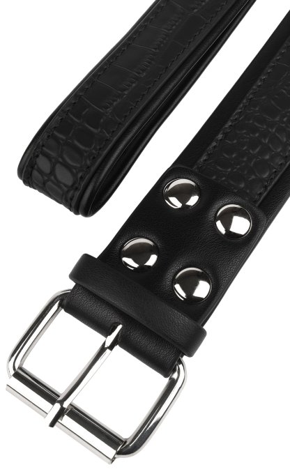 Collier-laisse Motif Croco Feros Noir