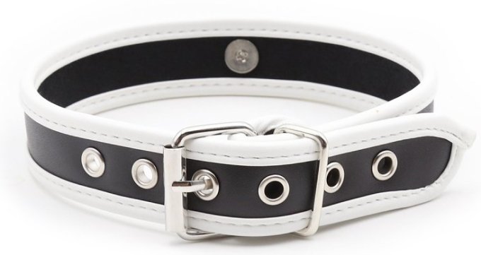 Collier O Ring Simili Noir-Blanc