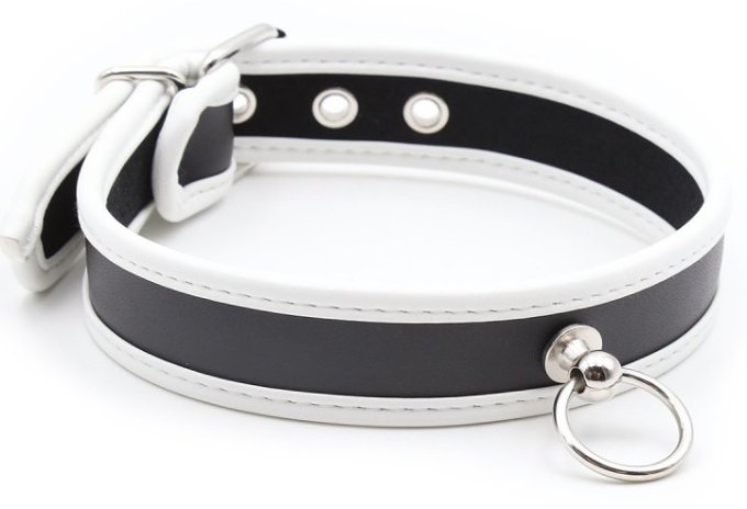 Collier O Ring Simili Noir-Blanc