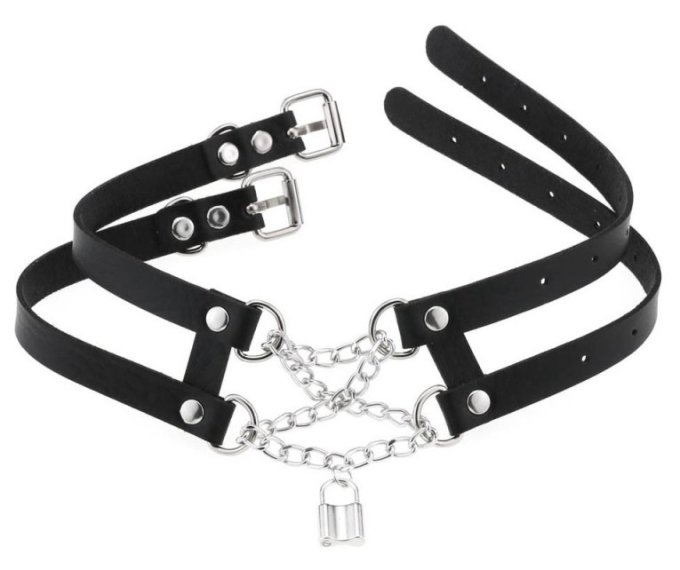 Collier Ras de cou Pendant Lock Noir