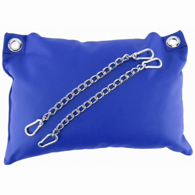 Coussin en cuir 23 x 32cm + Chaînes Bleu