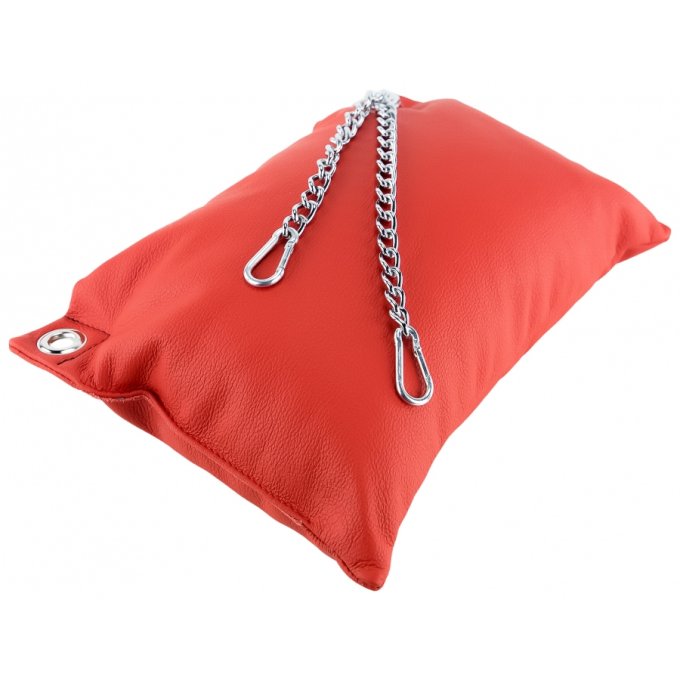 Coussin en cuir 23 x 32cm + Chaînes Rouge