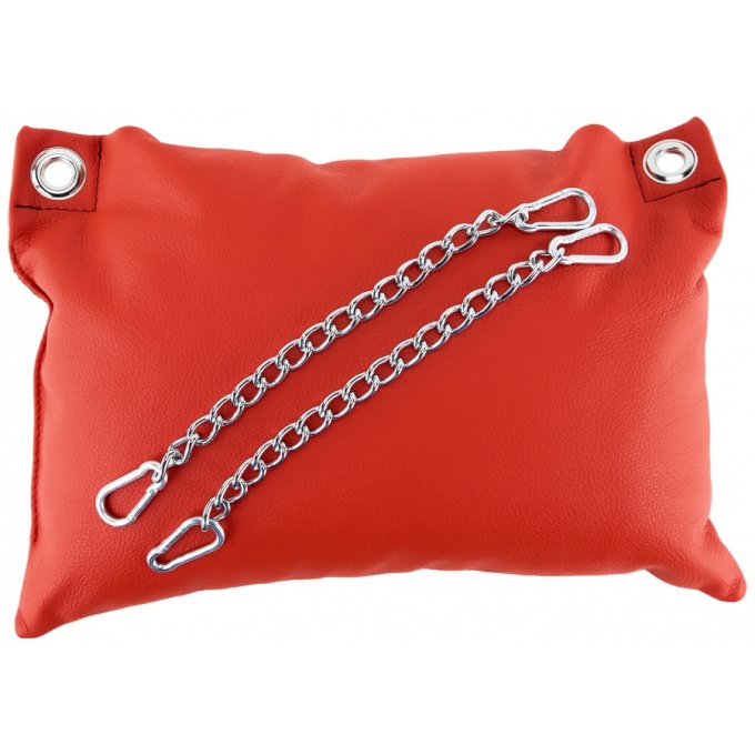 Coussin en cuir 23 x 32cm + Chaînes Rouge