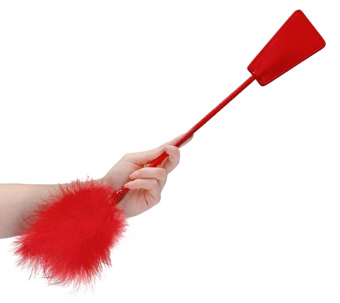 Cravache et Plumeau Ouch 43cm Rouge