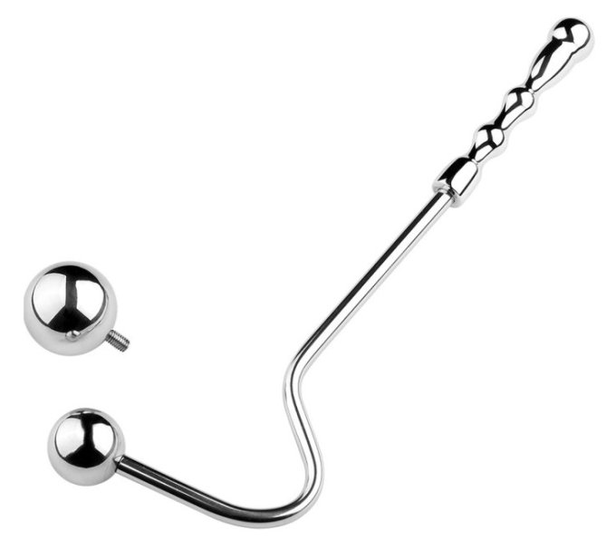 Crochet anal en métal avec poignée Double Ball 10cm
