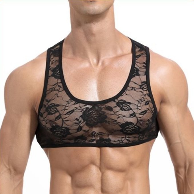 Crop court Dentelle Noir