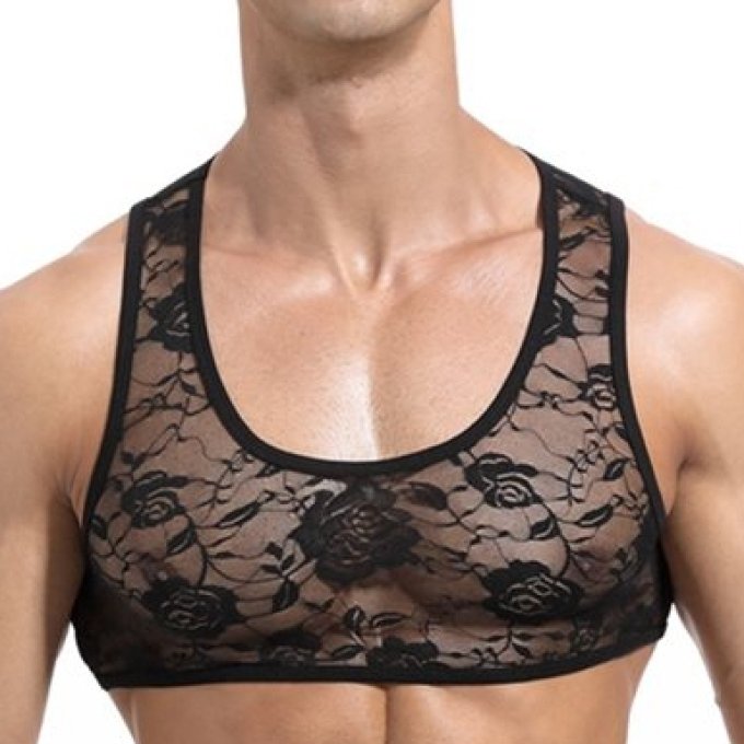 Crop court Dentelle Noir