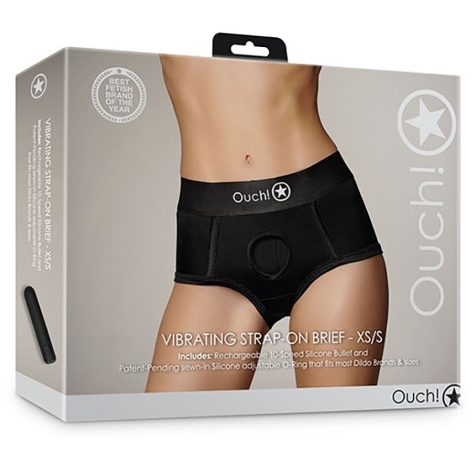 Culotte vibrante Strap-On Brief Noire