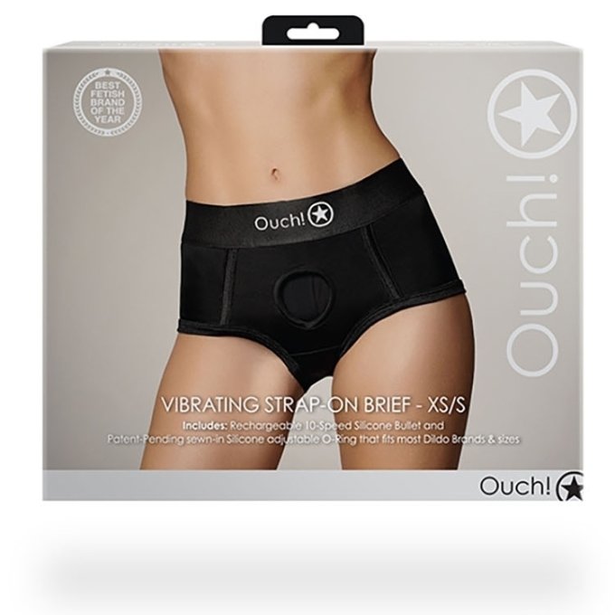 Culotte vibrante Strap-On Brief Noire