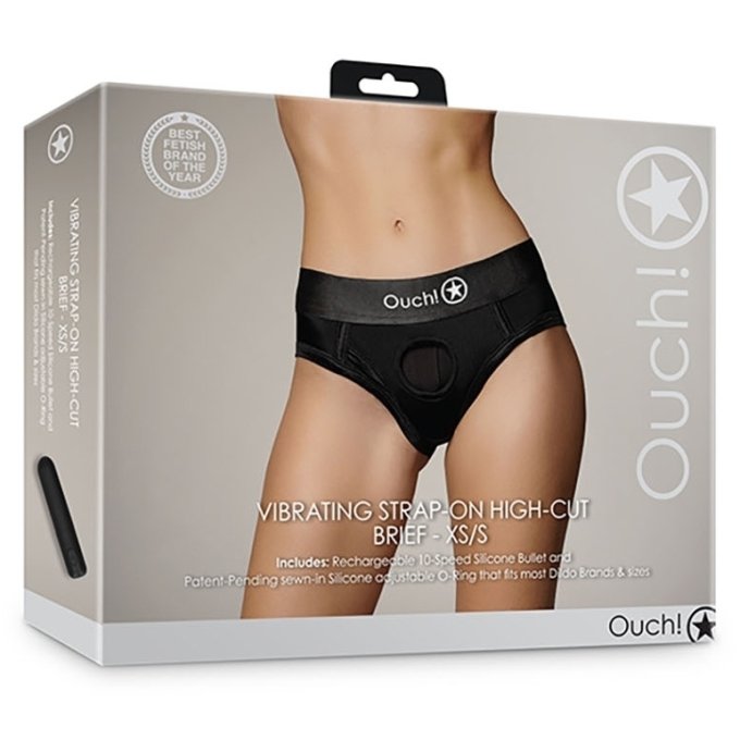Culotte vibrante Strap-On High Cut Brief Noire