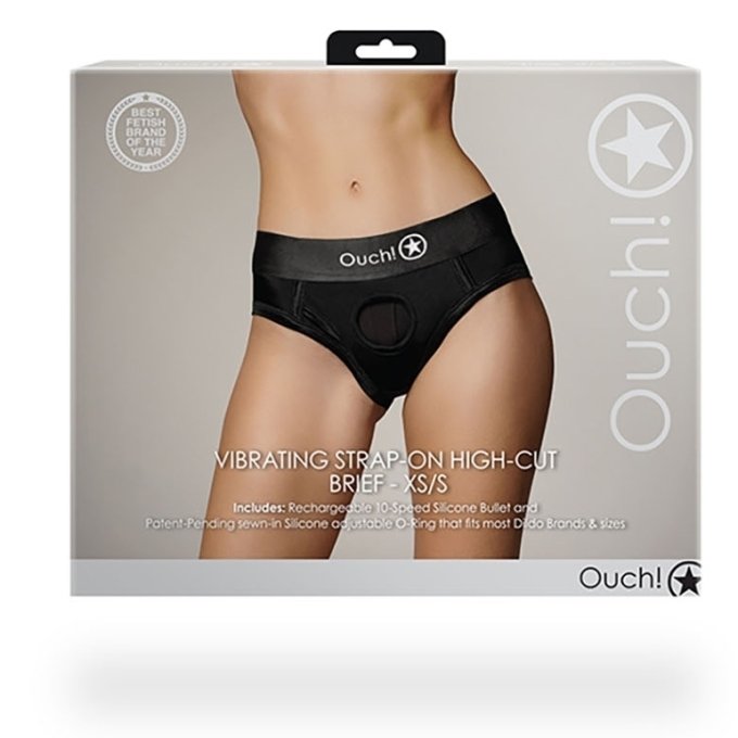 Culotte vibrante Strap-On High Cut Brief Noire
