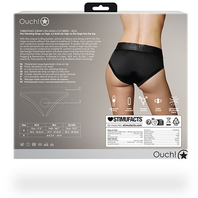 Culotte vibrante Strap-On High Cut Brief Noire