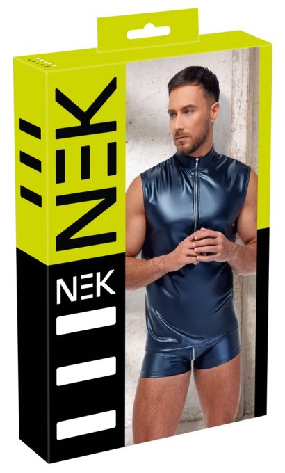 Débardeur avec zip Top Andio Bleu métallisé