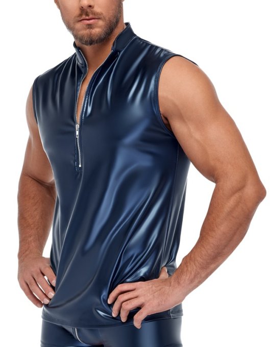 Débardeur avec zip Top Andio Bleu métallisé