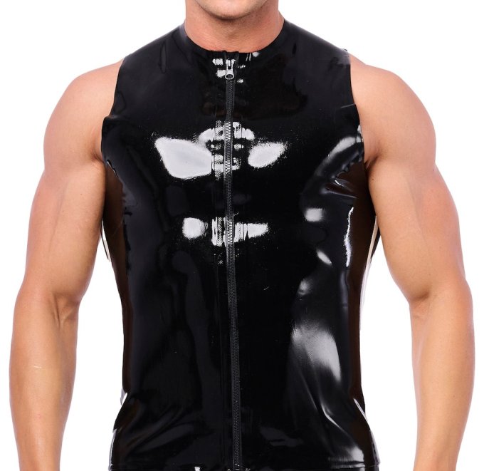 Débardeur en latex Xrub avec zip Noir-Blanc