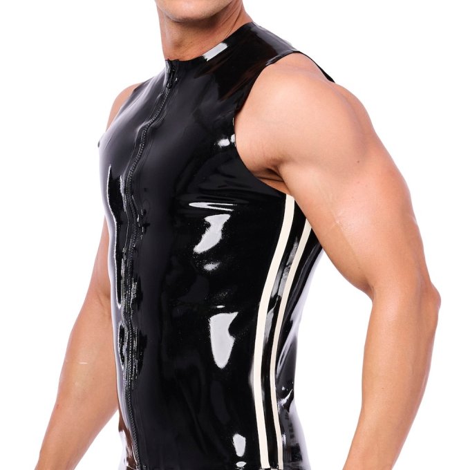 Débardeur en latex Xrub avec zip Noir-Blanc