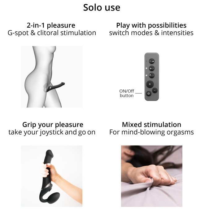 Dildo Multi Orgasm Strap-On-Me L 15.5 x 4.2cm Noir