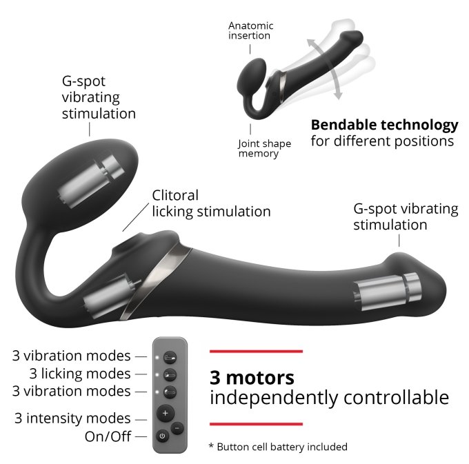 Dildo Multi Orgasm Strap-On-Me L 15.5 x 4.2cm Noir
