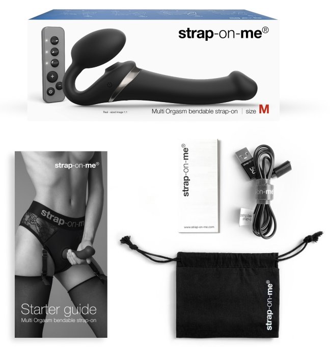 Dildo MULTI ORGASM Strap-On-Me S 14.5 x 3.4cm Noir