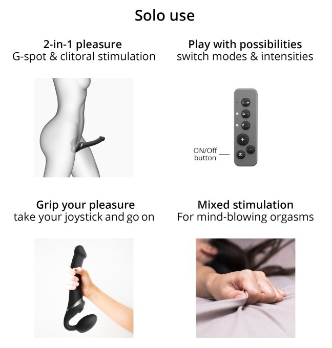 Dildo MULTI ORGASM Strap-On-Me S 14.5 x 3.4cm Noir