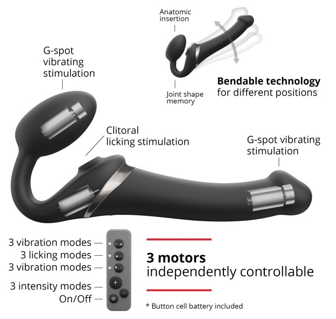 Dildo MULTI ORGASM Strap-On-Me S 14.5 x 3.4cm Noir