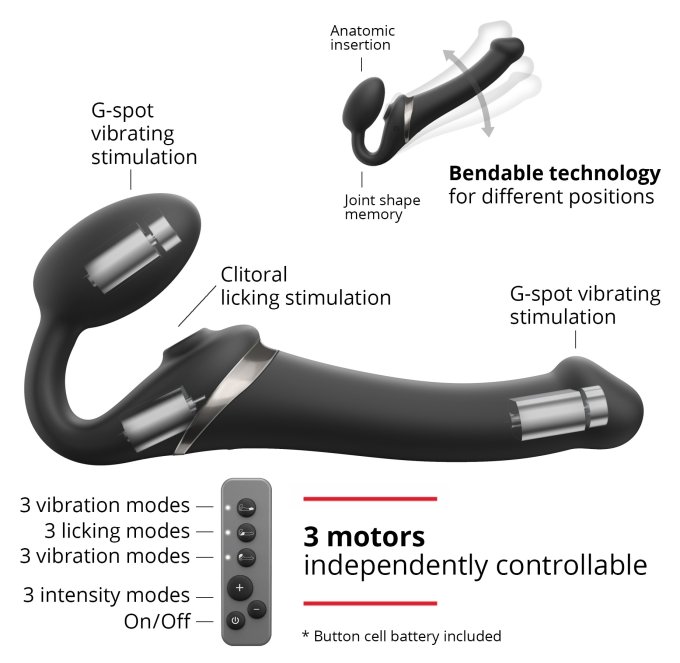 Dildo Multi Orgasm Strap-On-Me XL 16 x 4.7cm Noir