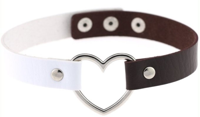 Ras de cou HEART DUO Blanc-Marron