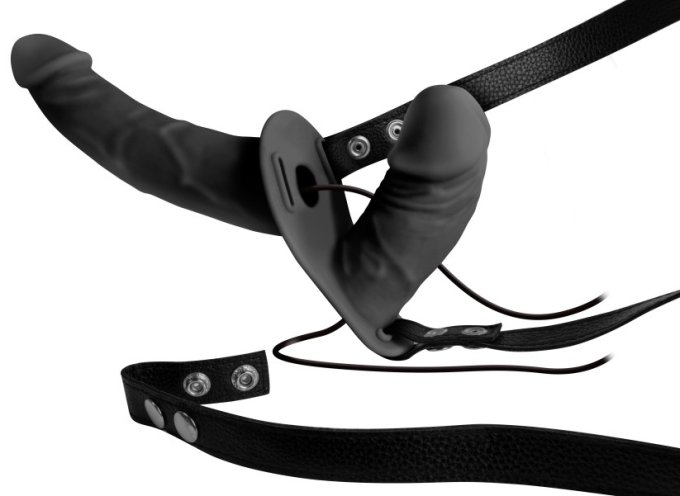 Double Gode Ceinture Vibrant Double Thruster 17 x 4cm Noir