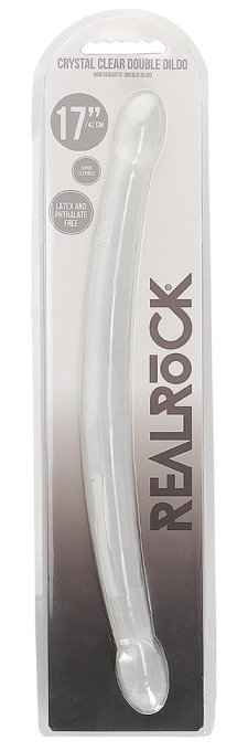 Double Gode Crystal RealRock 42 x 3.5cm Transparent