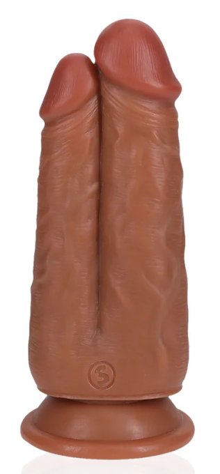 Double Gode Two In One 15.5 x 6.5cm Marron