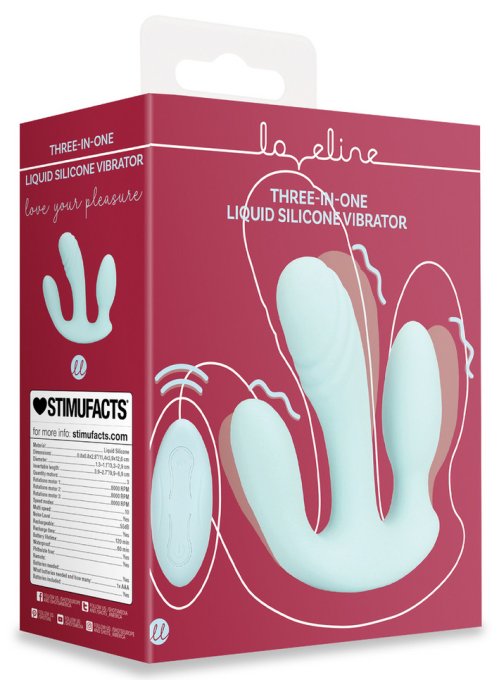 Double Plug Vibrant THREE IN ONE 10 x 3.2cm Bleu