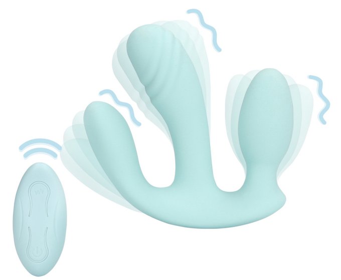 Double Plug Vibrant THREE IN ONE 10 x 3.2cm Bleu