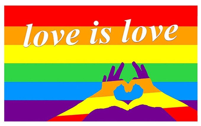 Drapeau Rainbow Love is Love Coeur 60 x 90cm