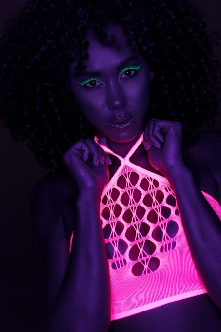 Ensemble Bustier et Porte-Jarretelles 2 Pièces Rose Fluo
