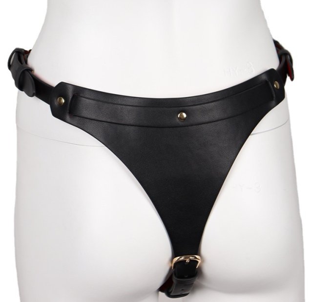 Ensemble Ouvert 2 Pièces Leathcrossed Noir et Rouge