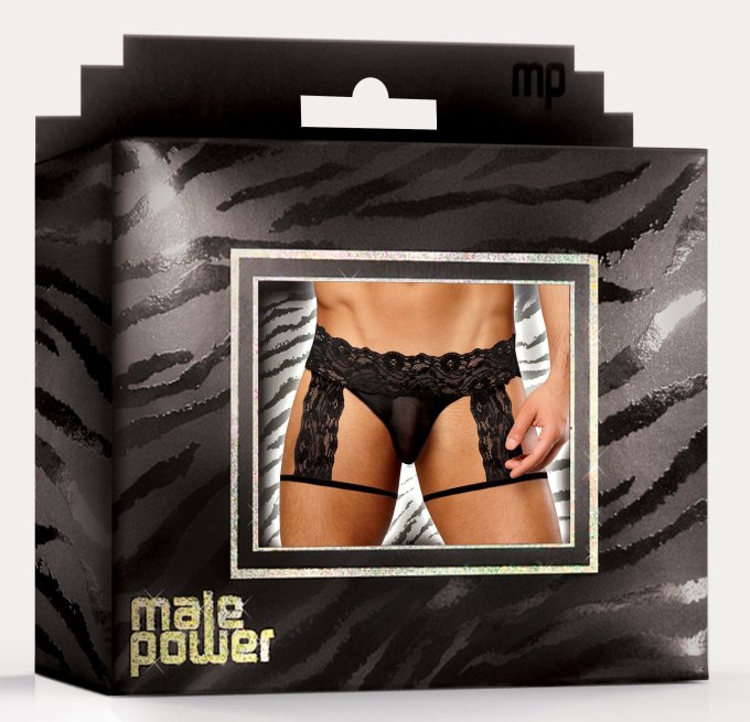 G-string Garter Scandal Lace Noir