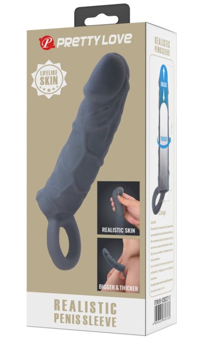 Gaine de pénis Realtick 16 x 3.8 cm Grise
