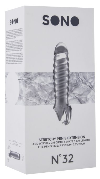Gaine de pénis Ribby Penis Sono N°32 - 11 x 3 cm Transparente