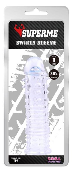 Gaine de pénis Swirls 16 x 4cm Transparente