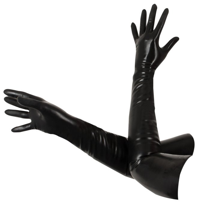 Gants longs en latex Tenue Bdsm Noirs