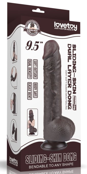 Gode avec Bourses Sliding Skin 18 x 4.7cm Noir
