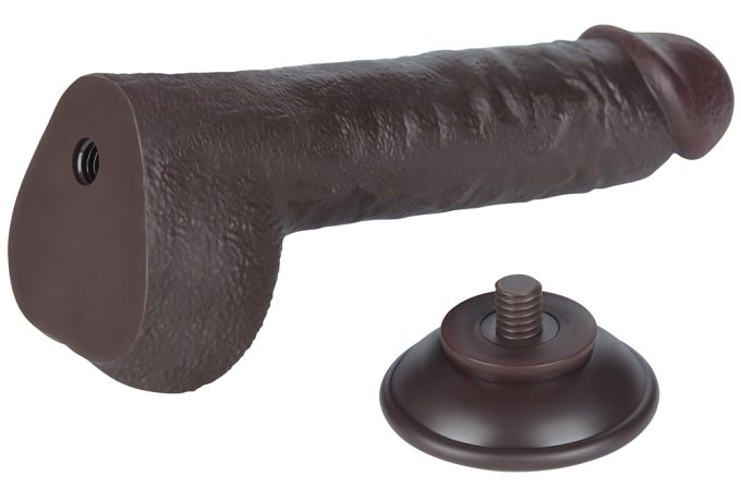 Gode avec Bourses Sliding Skin 18 x 4.7cm Noir