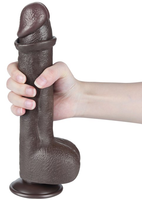Gode avec Bourses Sliding Skin 18 x 4.7cm Noir